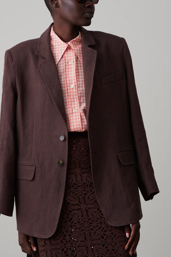 CLAUDIA JACKET | DARK CHOCOLATE LINEN