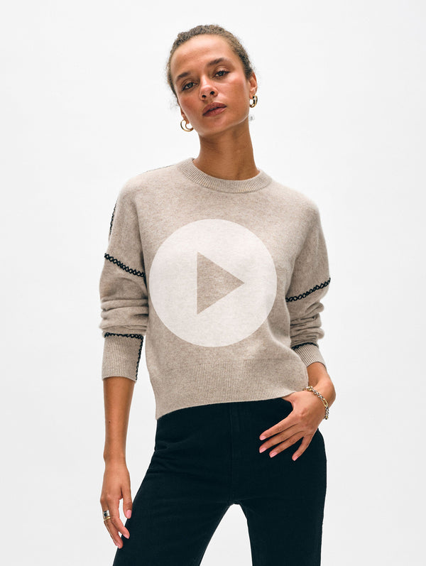 Cashmere Blanket Stitch Crewneck