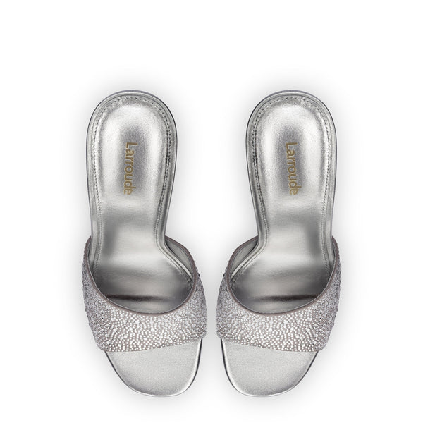 Colette Crystal Mule In Gray Suede