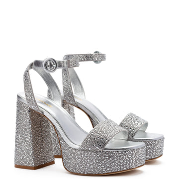 Dolly Crystal Sandal In Gray Suede