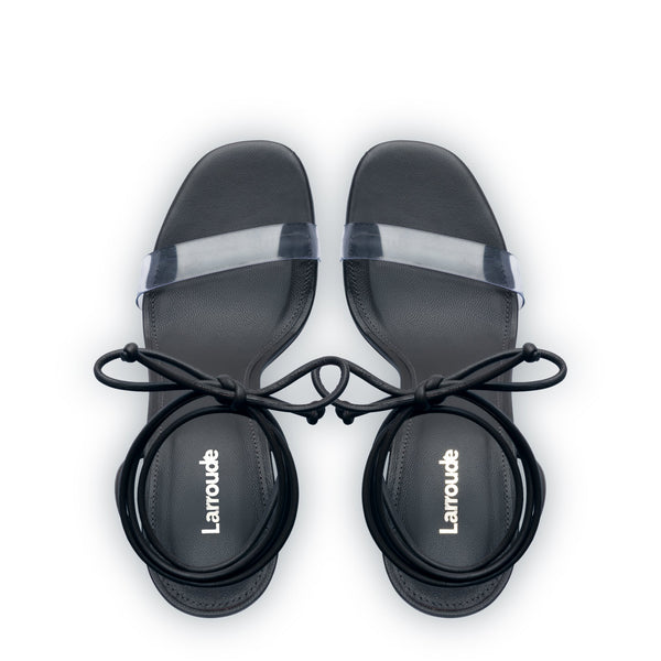 Gloria Sandal In Black Leather and Vinyl