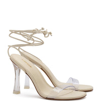 Gloria Sandal In Ivory Leather and Vinyl