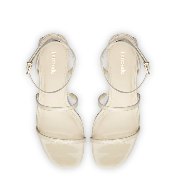 Gio Sandal In Ivory Patent Leather