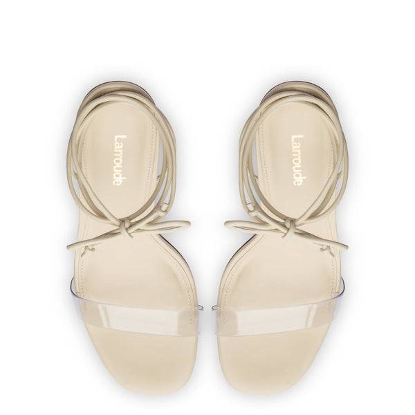 Gloria Sandal In Ivory Leather and Vinyl