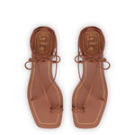 Portofino Flat Sandal In Caramel Leather