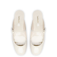 Blair Flat Mule In Ivory Patent Leather