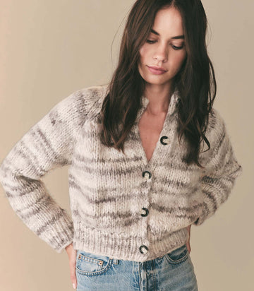 NEWBURY CARDIGAN -- BIRCH BARK SPACE DYE