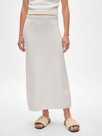 Cotton Slub Side Slit Skirt