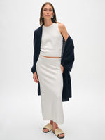 Cotton Slub Side Slit Skirt