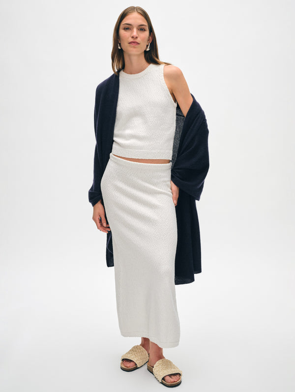 Cotton Slub Side Slit Skirt