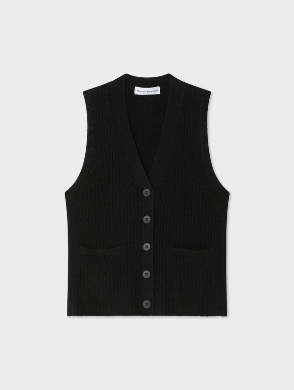 Cashmere Ribbed Button Vest