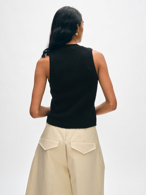 Cashmere Ribbed Button Vest