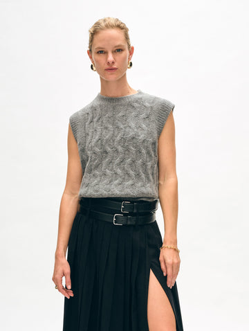 Merino Cashmere Bouclé Cable Vest