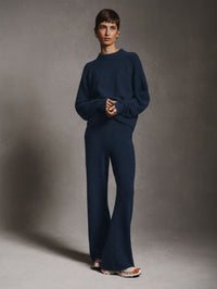 Merino Cashmere Bouclé Wide Leg Pant