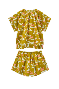 Pajama Tap Short Set in Canary