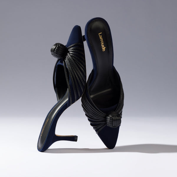 Mini Valerie Pump In Navy Suede and Black Leather