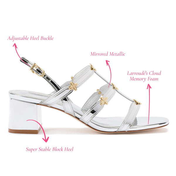 Harmony Block Sandal In Silver Specchio