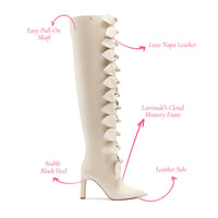 Larroudé for Jonathan Cohen: Tie Boot In Ivory Leather