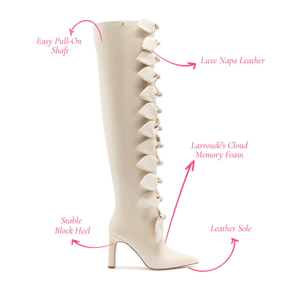 Larroudé for Jonathan Cohen: Tie Boot In Ivory Leather