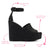 Larroudé x Jennifer Fisher Wedge Sandal In Black Raffia