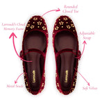 Blair Ballet Flat In Wine Velvet and Gold Studs