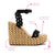 Florence Broderie Wedge In Beige and Black Raffia