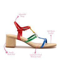 Hana Block In Multicolor Patent Leather and Raffia