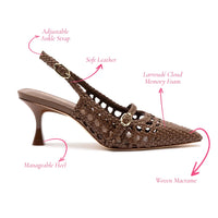 Ines Macrame Pump In Burnt Umber Leather