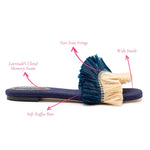 Ivy Fringe Flat In Navy Raffia