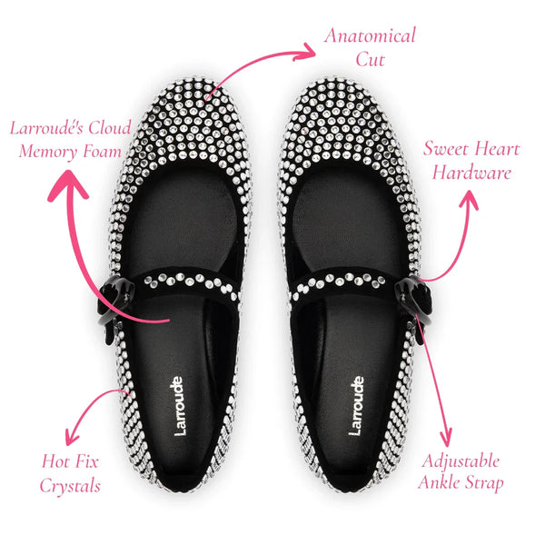 Verona Ballet Flat Crystal In Black Suede