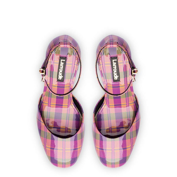 Ari Pump In Pink Tartan Patent Leather