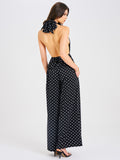 Oriana Black Polka Dots Halter Jumpsuit