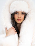 Miss Circle White Wrap Around Vegan Fur Hat