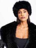 Miss Circle Black Wrap Around Vegan Fur Hat