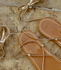 DÔEN & K.JACQUES BIKINI SANDAL -- METALLIC CHAMPAGNE