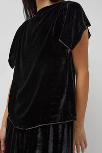 Baserange Olin Top in Black Velvet