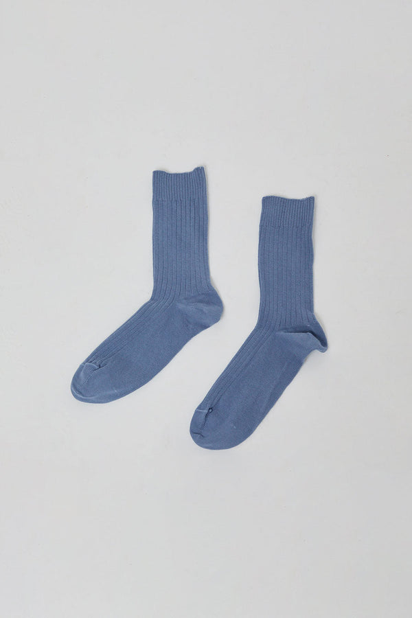 Baserange Rib Overankle Socks in Helm Blue