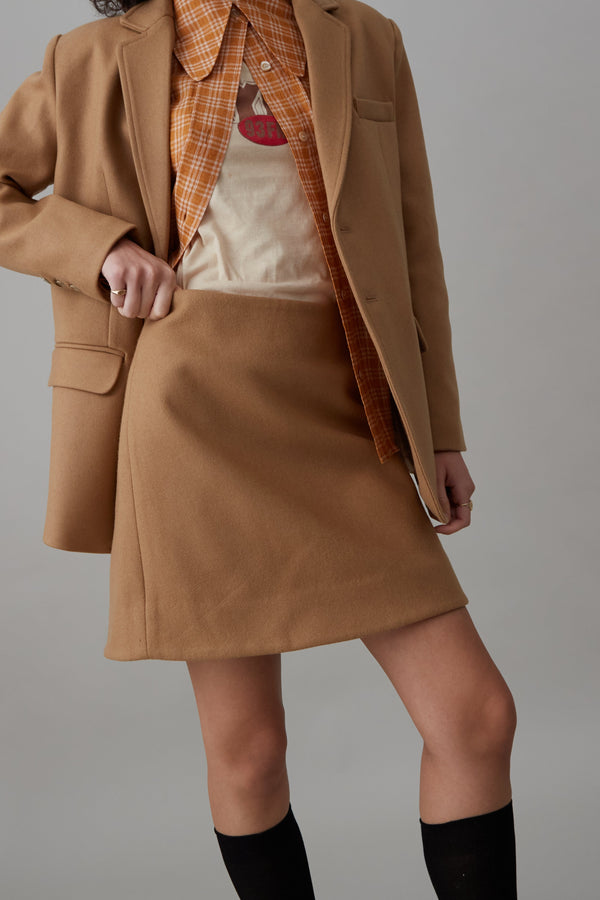 LIBBY SKIRT | CAMEL MELTON WOOL