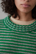 MOLLY SWEATER | GREEN AND GREY STRIPE