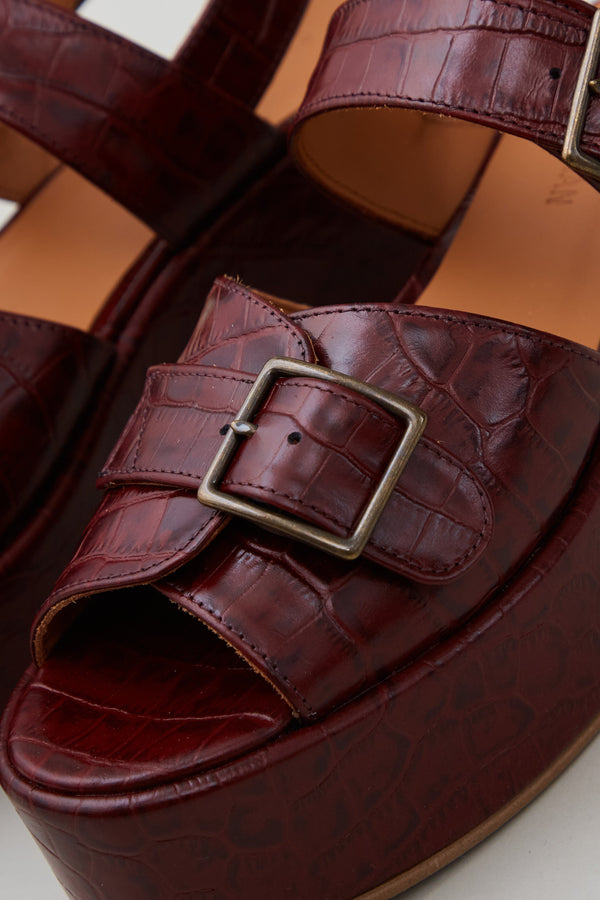 MARGARET PLATFORM | BORDEAUX EMBOSSED LEATHER