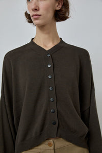 CORDERA Cotton Cashmere Cardigan in Dark Moss