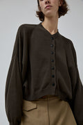 CORDERA Cotton Cashmere Cardigan in Dark Moss