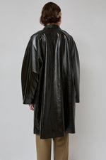 CORDERA Faux Scratched Leather Coat in Dark Brown