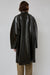 CORDERA Faux Scratched Leather Coat in Dark Brown