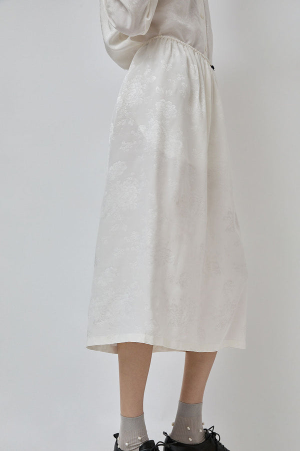 CORDERA Flower Jacquard Skirt in White