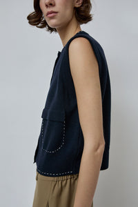 CORDERA Merino Stitched Waistcoat in Navy