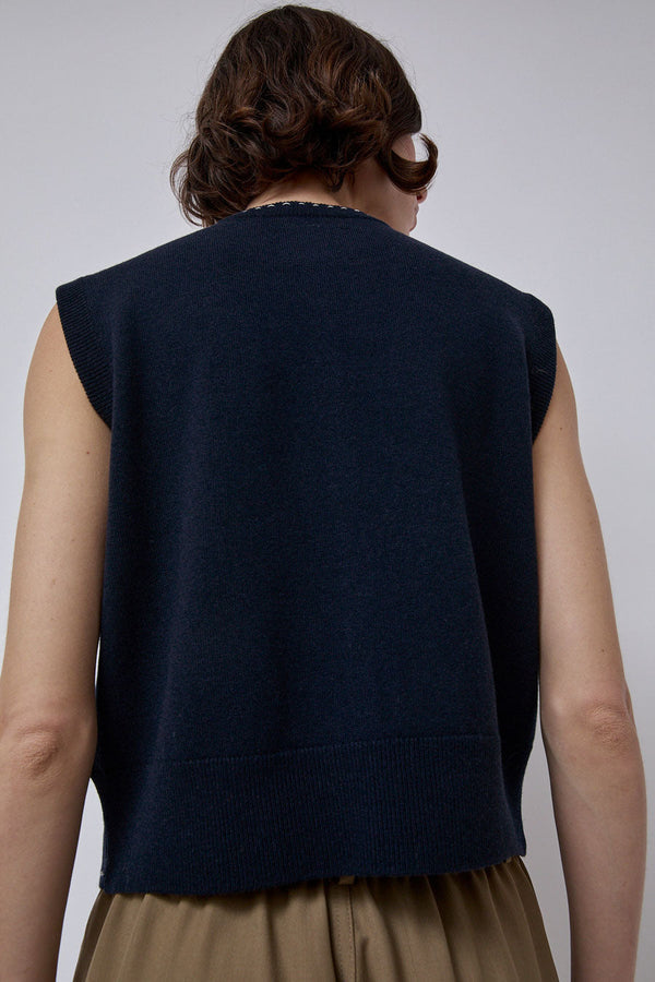 CORDERA Merino Stitched Waistcoat in Navy