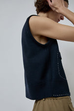 CORDERA Merino Stitched Waistcoat in Navy