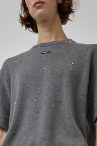 CORDERA Merino Wool Beaded T-Shirt in Grey