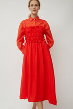 CORDERA Viscose Gathered Dress in Coral